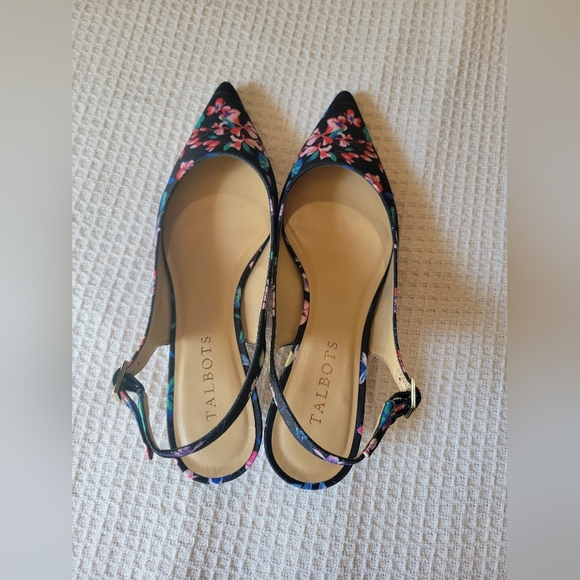 Talbots Women's Floral Slingback Heels - Black - Picture 2 of 11